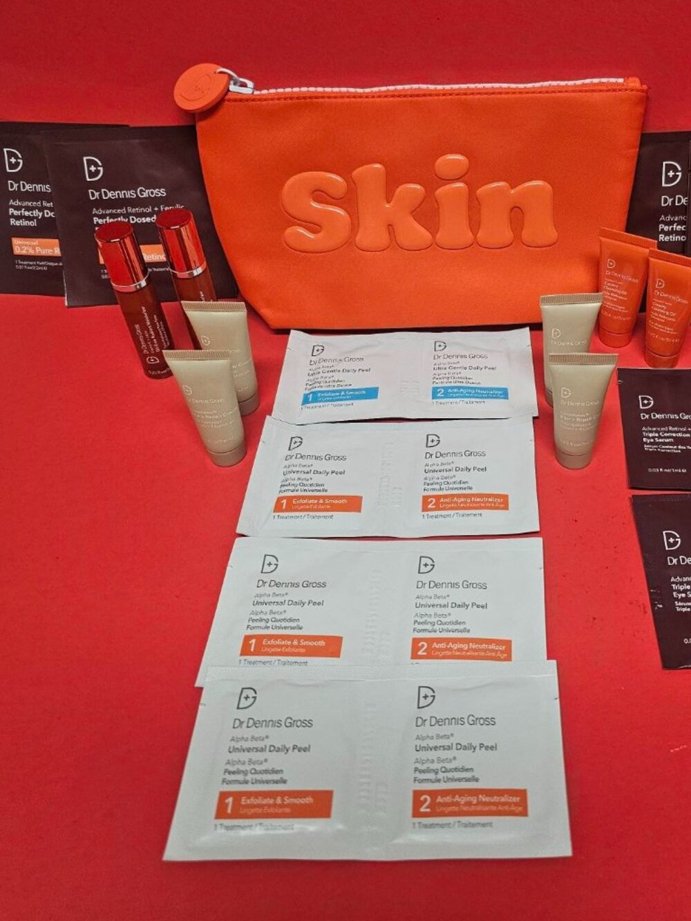 Dr. Dennis Gross 20 pc starter set includes peels, moisturizer, cleanser, serum